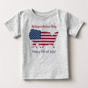 Custom US Map Flag Independence Day Happy July 4th Baby T-Shirt