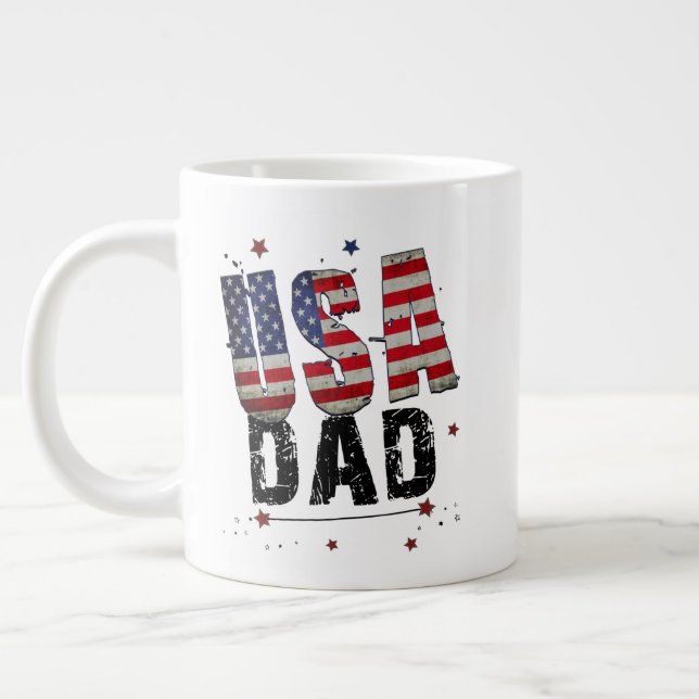 Custom USA Dad Large Coffee Mug (Left)