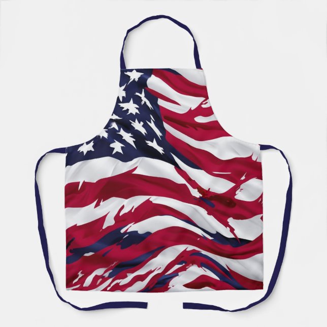 Custom USA Flag Apron - Personalize Patriotic Gift (Front)