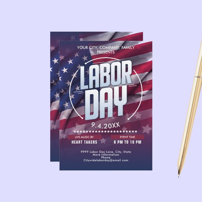 Custom USA Flag Labour Day Celebration Event Invitation (Custom USA Flag Labor Day Celebration Event Invitation)