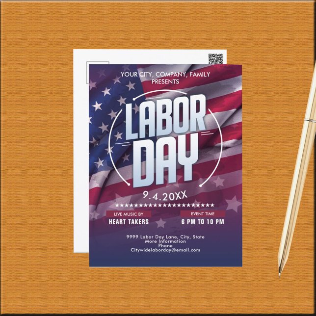 Custom USA Flag Labour Day Celebration Event  Postcard (Custom USA Flag Labor Day Celebration Event Postcard)