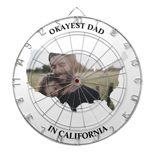 Custom USA photo Okayest dad Fathers day Dartboard (Front)