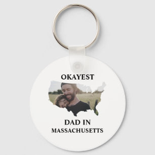 Custom USA photo Okayest dad Fathers day Keychain