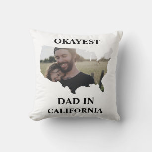 Custom USA photo Okayest dad Fathers day Throw Pillow