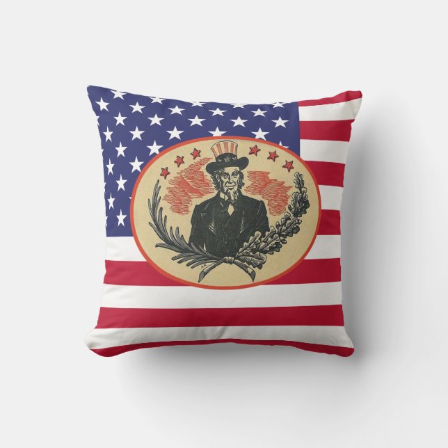 Custom USA President Flag Throw Pillow (Front)