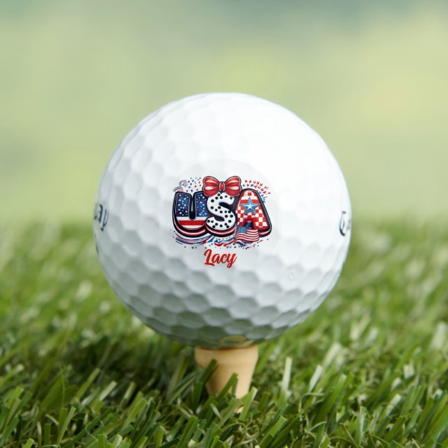 Custom USA Print - Personalized Feminist American  Golf Balls (Insitu Tee)