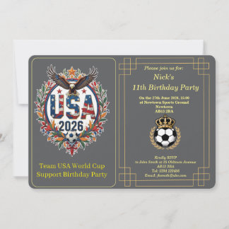 Custom USA Soccer Team Bald Eagle Birthday Invite