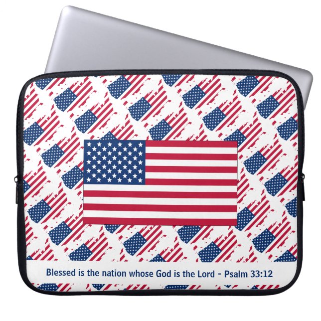 Custom USA Stars and Stripes Patriotic Laptop Sleeve (Front)