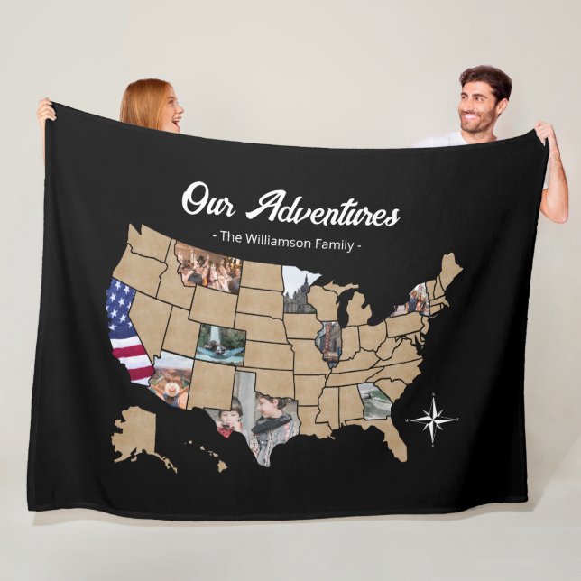 Custom USA Travel Map Photo Blanket (In Situ)