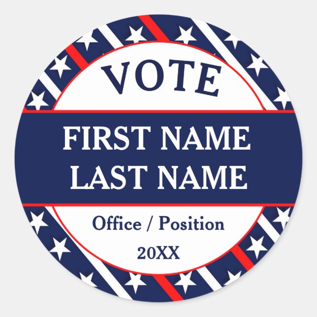 Custom USA Vote Campaign  Classic Round Sticker (Front)