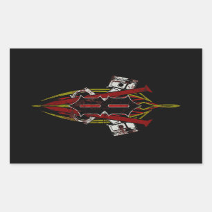 Custom V8 Pinstripe Design Distressed Sticker