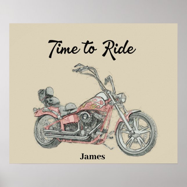 Custom V twin Bobber motorcycle  Poster (Front)