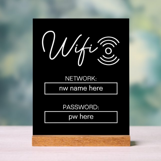 Custom Vacation Rentals Home Wifi Instructions Acrylic Sign (Neutral)