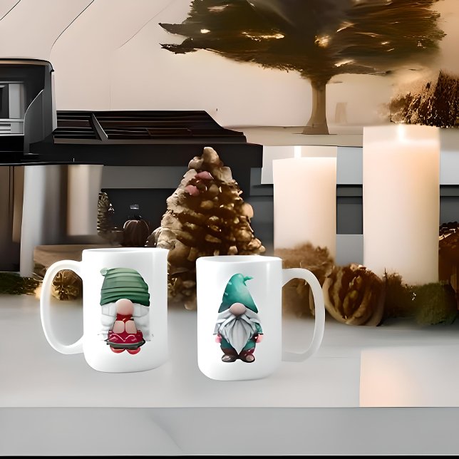 Custom Valentine Christmas Gnome Couple Sweetheart Coffee Mug (Creator Uploaded)