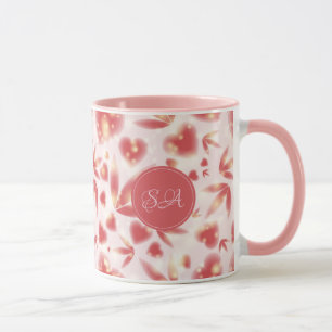 Custom Valentine Day Pink Hearts Shiny Dots Light Mug