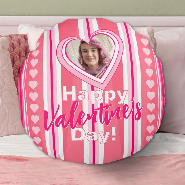 Custom Valentine Day Stripes Round Pillow (Creator Uploaded)