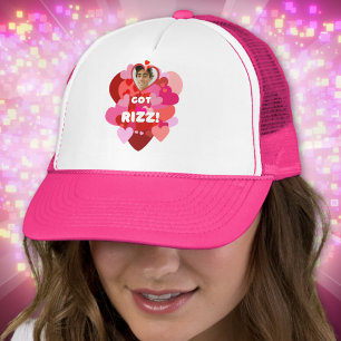 Custom Valentine Got Rizz Photo Heart Pop  Trucker Hat