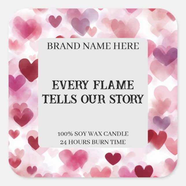 Custom Valentine’s Day Candle Label Romantic Text (Front)