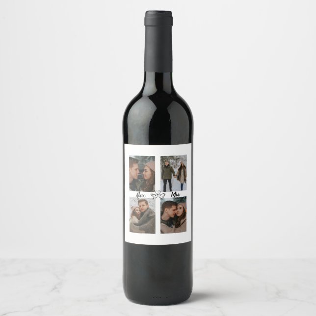 Custom Valentine Wine Label with Multiple Photos (Front)