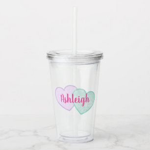 Custom Valentine's Day Candy Heart Acrylic Tumbler