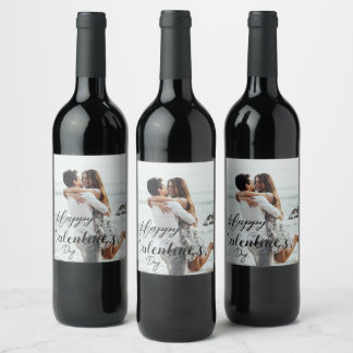 custom valentine's day , custom photo wine label
