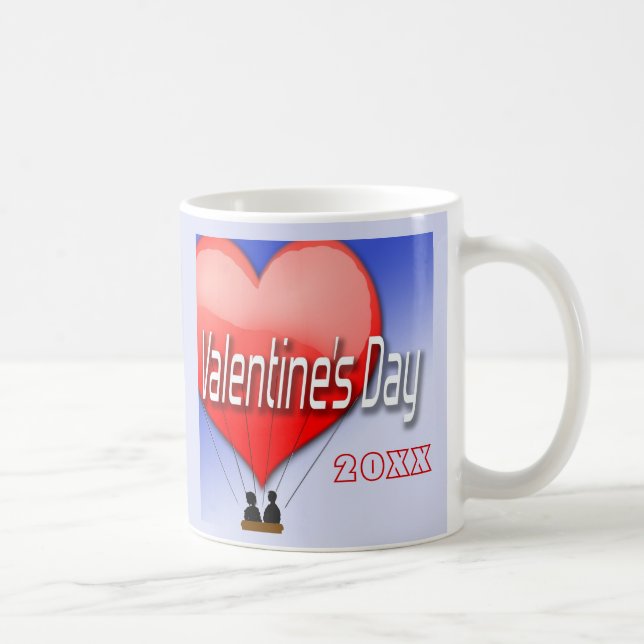 Custom Valentine's Day Fly Away W/ Me Air Balloon Coffee Mug (Right)