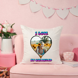 Custom Valentines Day Graffiti Girlfriend Photo Throw Pillow