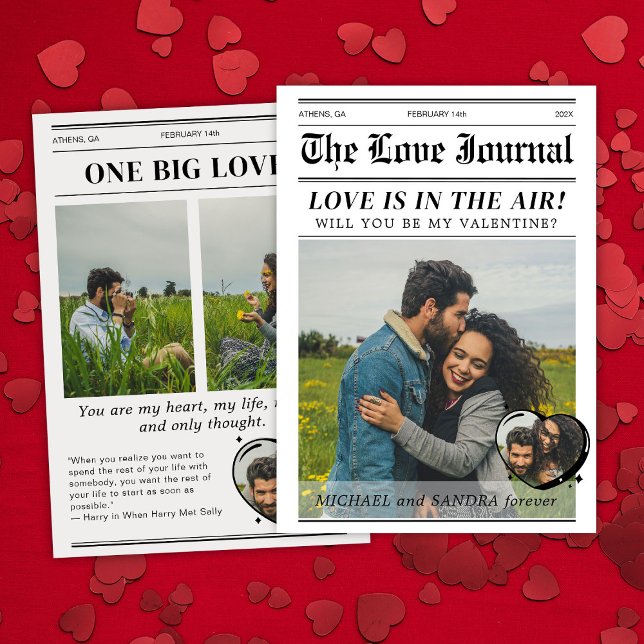 Custom Valentine's Day Newspaper Cover Greetings Invitation (Creator Uploaded)