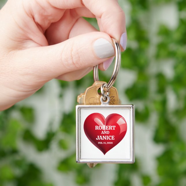 Custom valentines day personalize heart gift keychain (Hand)