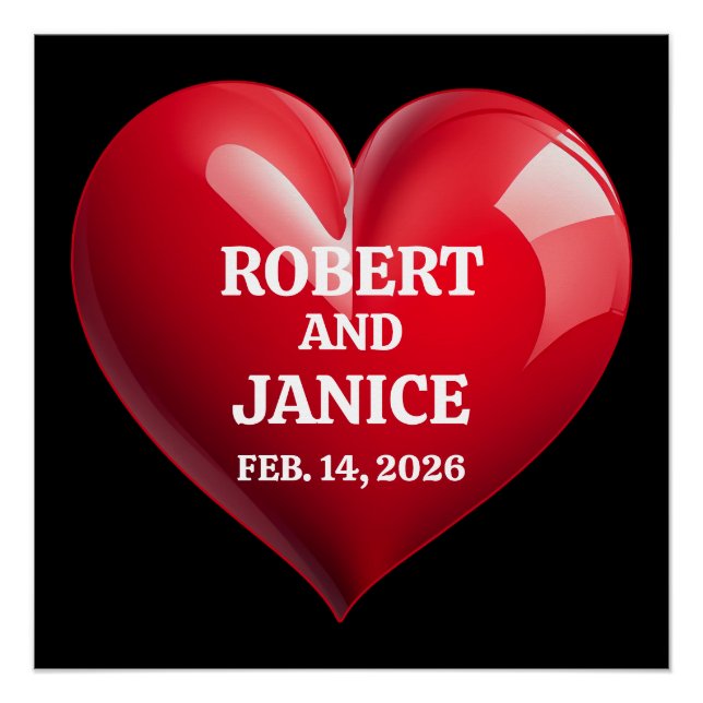 Custom valentines day personalize heart gift poster (Front)