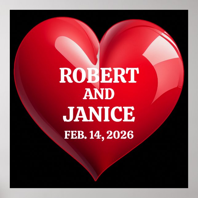 Custom valentines day personalize heart gift poster (Front)