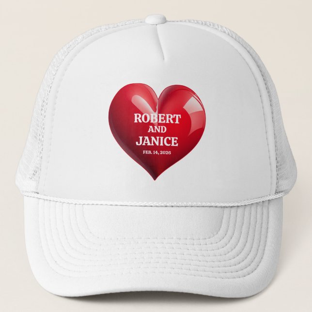 Custom valentines day personalize heart gift trucker hat (Front)