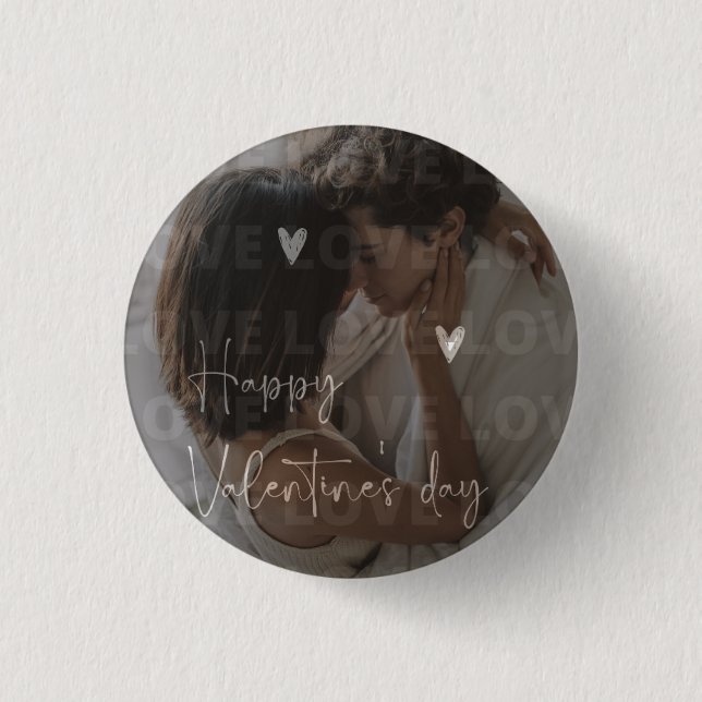 Custom Valentine's Day Romantic Couple Photo  1 Inch Round Button (Front)