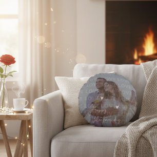 Custom Valentine's Day Romantic Couple Photo  Round Pillow