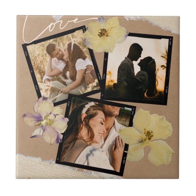 Custom Valentine's Day Romantic Couple Photo  Tile (Front)