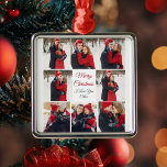 Custom Valentine's Day Romantic Love Photo Collage Metal Ornament<br><div class="desc">This beautiful Happy Valentine's Day ornament gift has bold red script in the centre and your names surrounded by 8 romantic couple photos around the border. Select the sweetest photographs of your relationship to make a sweet photograph collage for your boyfriend, girlfriend, wife, husband, or partner. A wonderful personalized Valentine...</div>