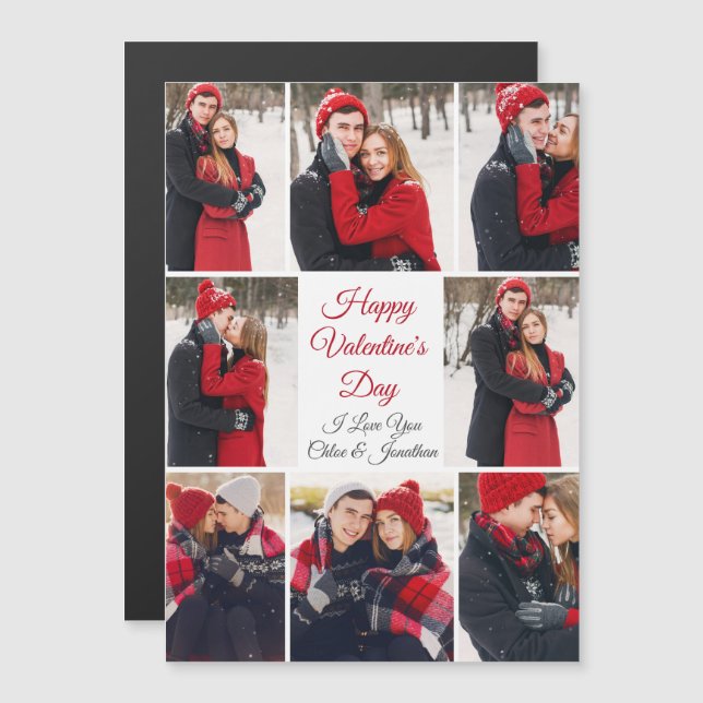 Custom Valentine's Day Romantic Photo Magnet Card (Front/Back)