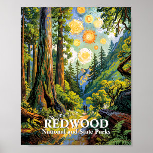 Custom Van Gogh Redwood National Park Hiking Trail Poster
