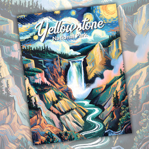 Custom Van Gogh Yellowstone Lower Falls Colourful Postcard