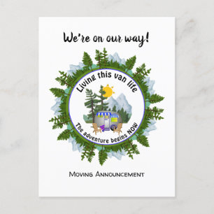 Custom Van Life CARAVAN Camping  Announcement Postcard