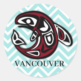Custom Vancouver Native American Orca Killer Whale Classic Round Sticker