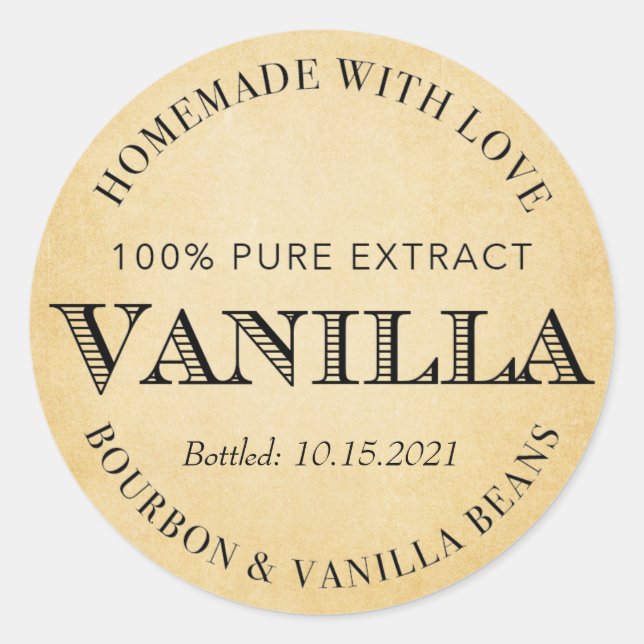 Custom Vanilla Extract with Bourbon VE005_01rdbour Classic Round Sticker (Front)
