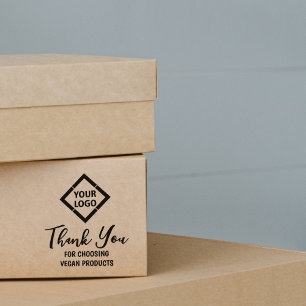 Custom Vegan Business Logo Thank You Rubber Stamp