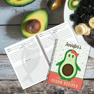 Custom Vegan Recipes, Cute Avocado Notebook