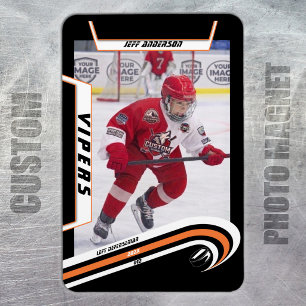 Custom Velocity Orange Ice Hockey Photo Magnet