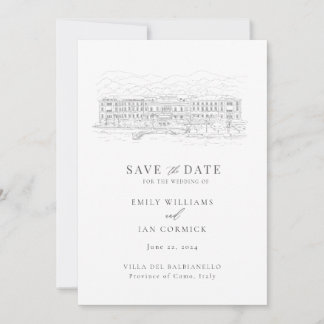 Custom Venue Illustration Save the Date with QR  Invitation