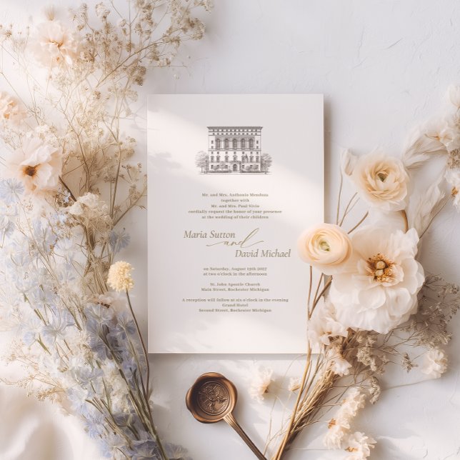 Custom Venue Sketch Wedding Invitation (Creator Uploaded)