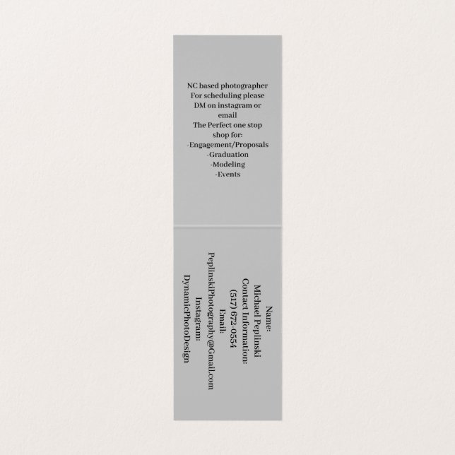 Custom Vertical Tent Fold Folded Business Card (Inside Unfolded)