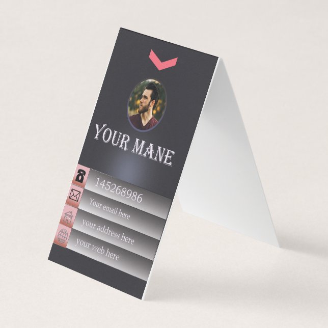 Custom Vertical Tent Fold Folded Business Card (Front)