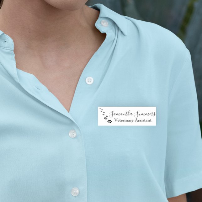 Custom Vet Paw Veterinary Business Name Tag (Creator Uploaded)